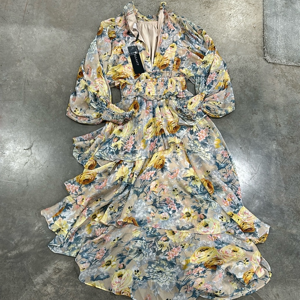 Elliatt Multi-Color High-Low Floral Ruffle Dress - Picture 3 of 4